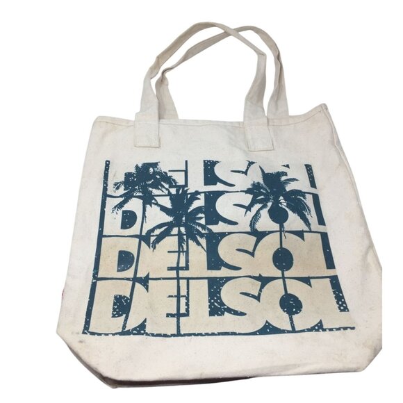 Large White Del Sol Color change Tote Bag with Palm Trees on it - Picture 1 of 12